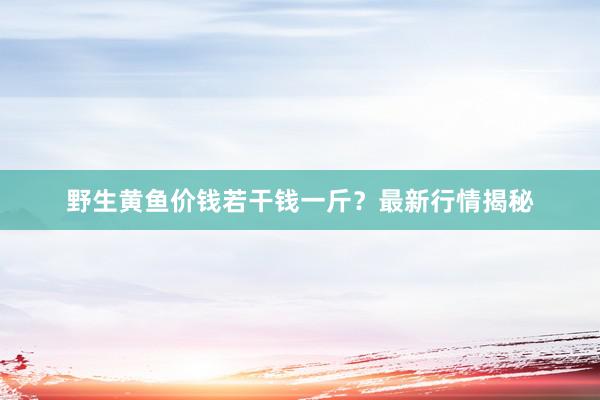 野生黄鱼价钱若干钱一斤？最新行情揭秘